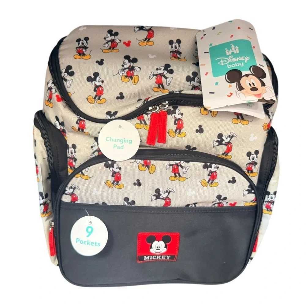 Disney Baby Mickey Mouse Diaper Bag Backpack with‎ Changing Pad 9 Pockets